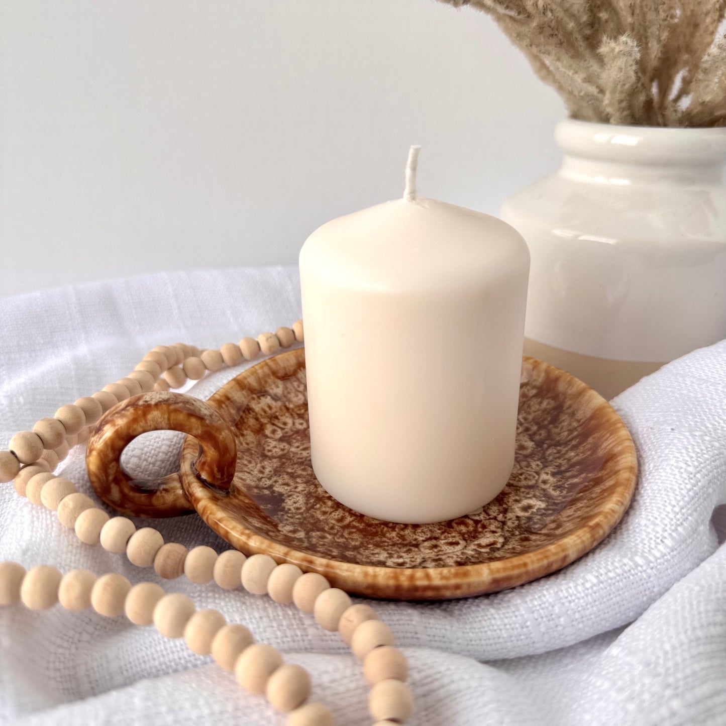 ceramic candle holder for cnadles or sage bundle