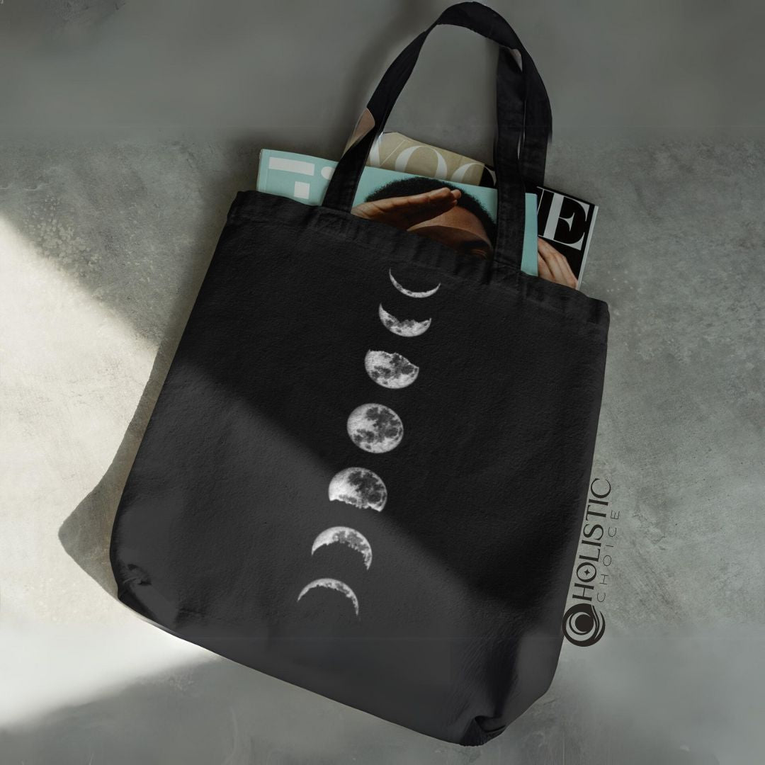 "Moon Phases" Cotton Canvas Tote Bag