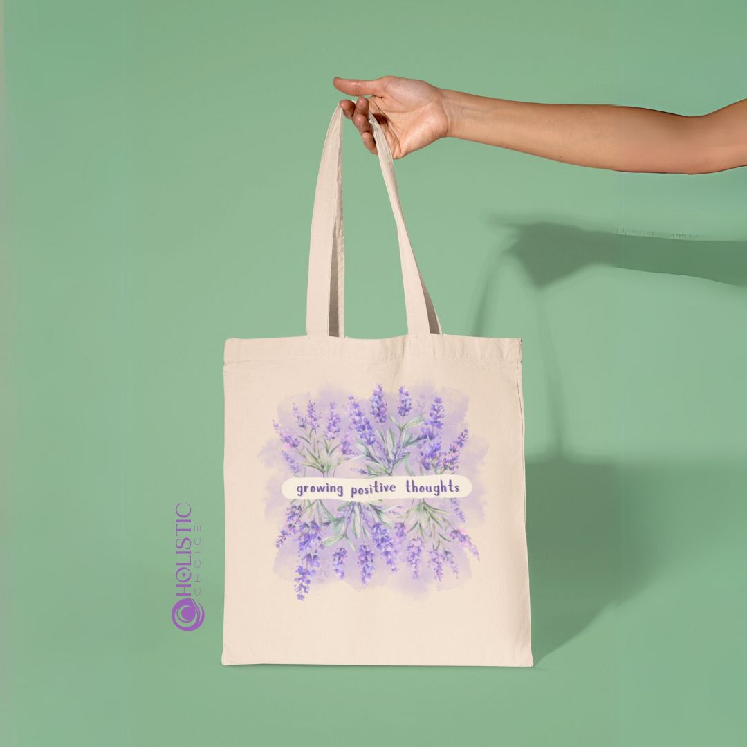 "Positive Thoughts" Cotton Canvas Tote Bag